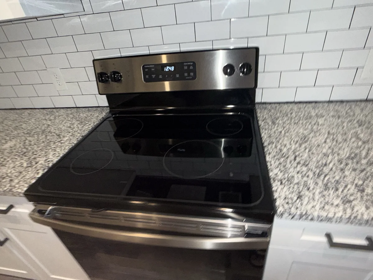 Stove and counter cleaned and shining